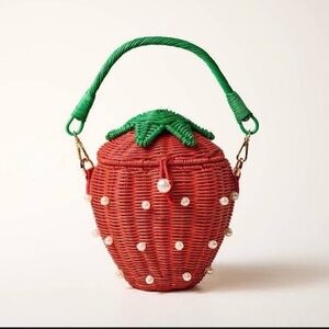 Kate Spade New York X Target Pearl Embellished Strawberry Basket Bucket Bag Red